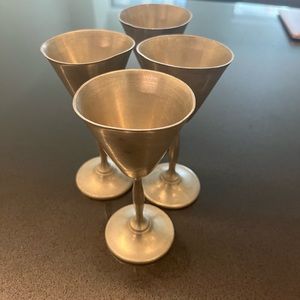 4 solid pewter goblets